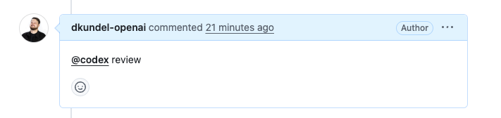 Komentar pull request dengan @codex review