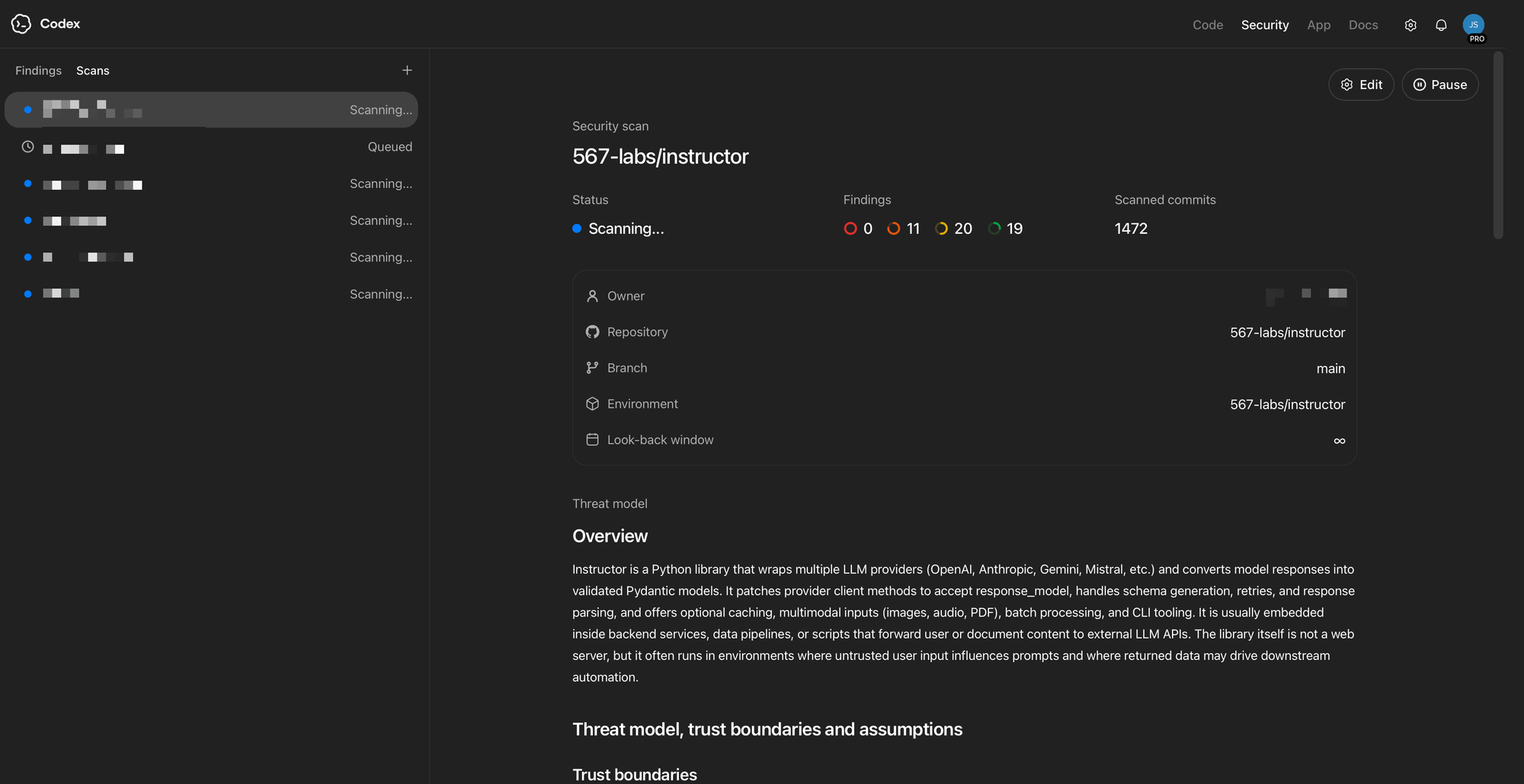 Codex Security 中的威胁模型编辑器