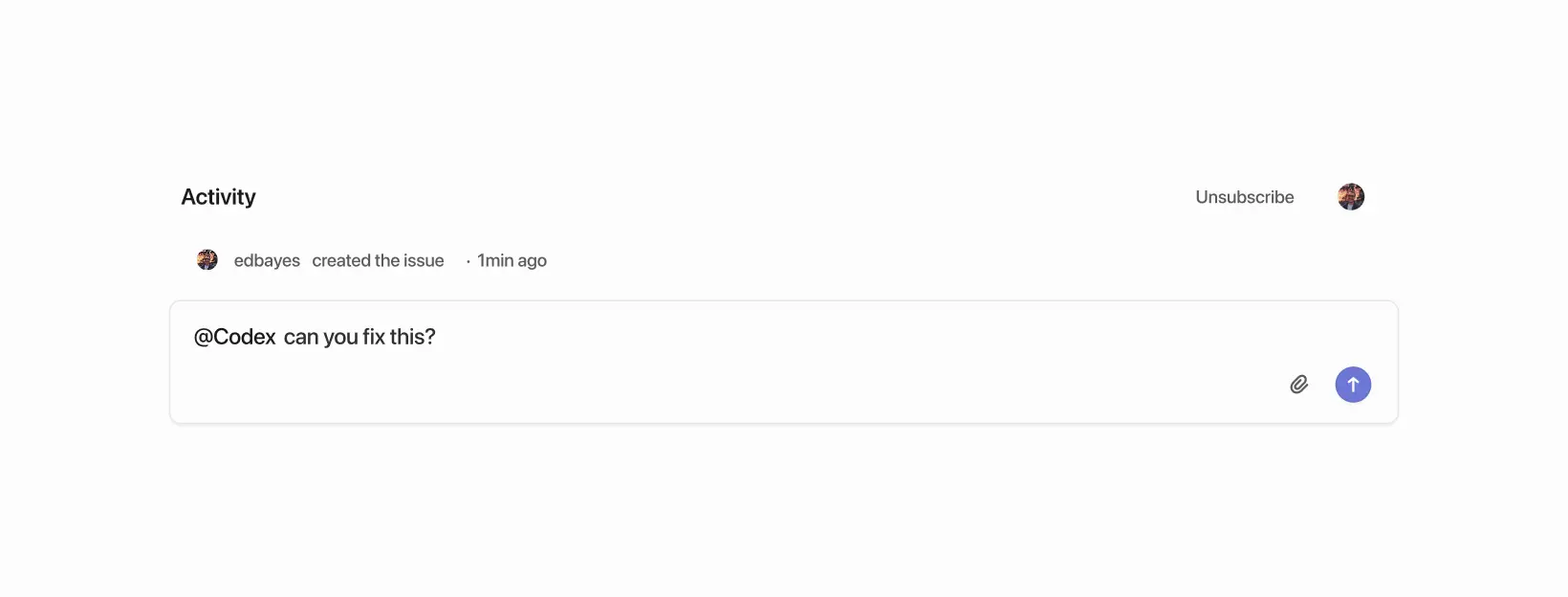 在 Linear 问题单评论中提到 Codex（浅色模式）
