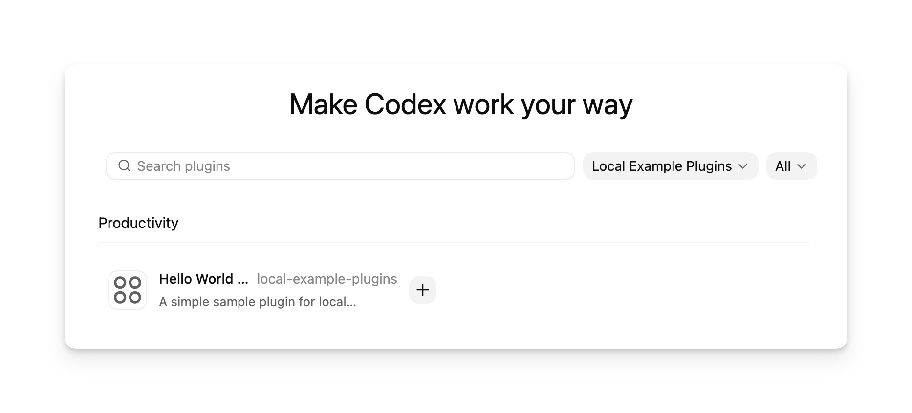 插件目录中的本地 marketplace